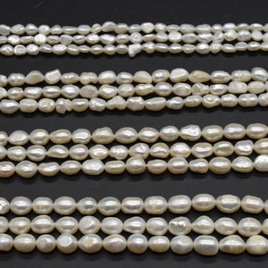 Freshwater Baroque Pearl Pebble Nugget Beads - White - 4 Sizes - 14" strand