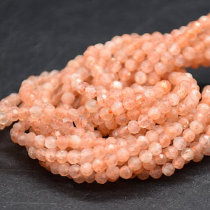 2mm Sunstone Faceted Round Beads | 15&quot; Strand | Natural Gemstone Beads for Jewellery Making