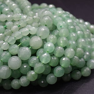 Green Aventurine FACETED Round Beads - 6mm, 8mm, 10mm - 14&quot; Strand - Natural Gemstone Beads for Jewellery Making | Crystal Beads