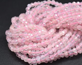 2.5mm Pink Morganite Gemstone FACETED Round Beads - 15" Strand