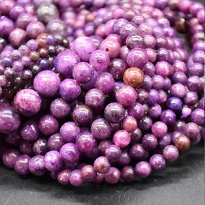 Lepidolite (purple) Round Beads - 4mm, 6mm, 8mm, 10mm, 12mm sizes - 14&quot; Strand - Natural Gemstone Beads for Jewellery Making