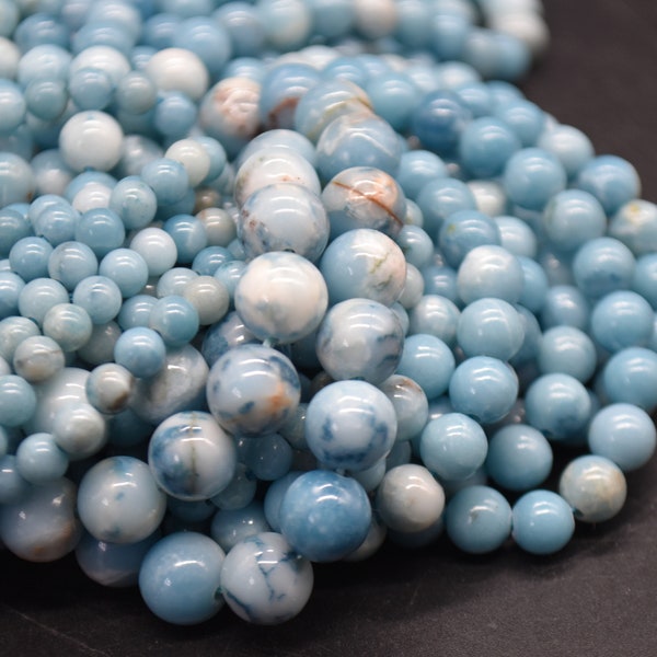 Larimar Quartz (dyed) Blue Round Beads - 4mm, 6mm, 8mm, 10mm sizes - 15" Strand