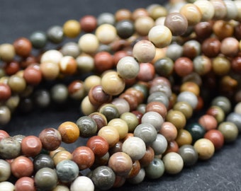 Lot De 24 Perles Jaspe De Soie Naturel 8 Mm - Pour Création Bijoux, Neuf, Origine Chine
