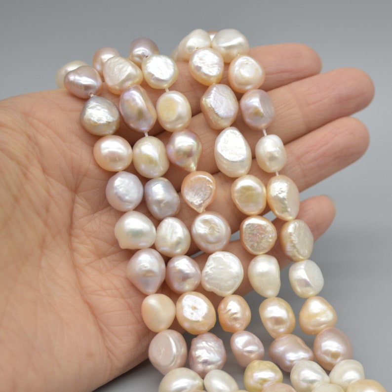 approx 10mm approx 14 strand High Quality Grade A Natural Freshwater Baroque Nugget Pearl Beads 11mm Mixed Pink White Purple