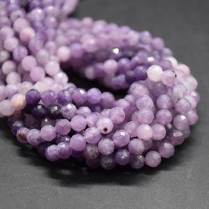 Lepidolite Gemstone FACETED Round Beads - 4mm - Mixed Colours -  14" Strand | Semi-precious Gemstone Beads for Jewellery Making