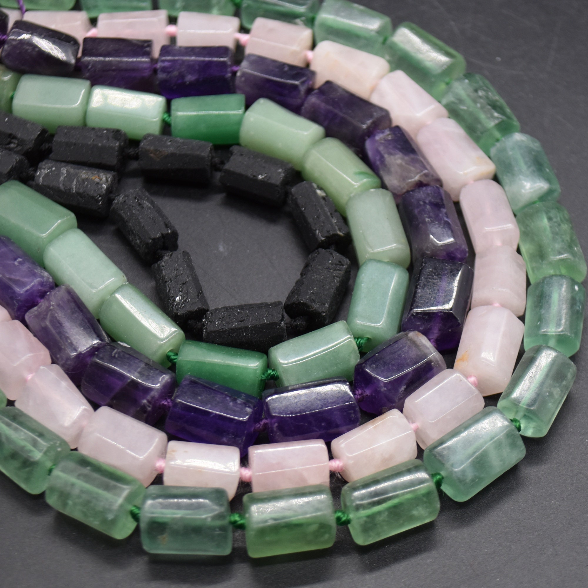 Perline Di Tormalina Nera Naturale Grezza Forata, Pietre - Foto 8