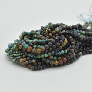 Turquoise Gemstone FACETED Round Beads - 2mm, 3mm, 4mm sizes - 15" strand - Mixed Colours