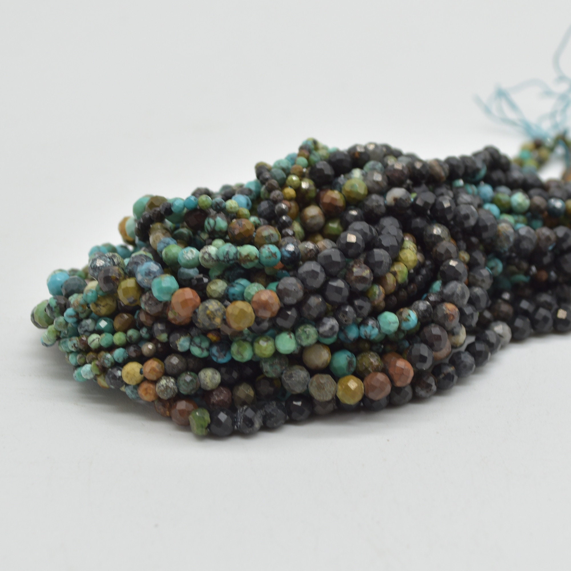 Natural African Turquoise Beads, Round, about 2mm 3mm, Length 15
