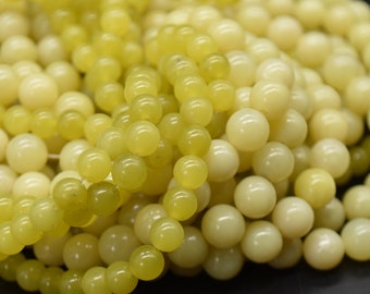 Lemon Jade (yellow) Round Beads - 4mm, 6mm, 8mm, 10mm sizes - 15" Strand