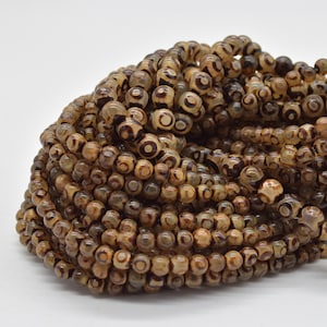 Light Tibetan Agate Round Beads - 6mm, 8mm sizes - 14&quot; Strand - Gemstone Beads for Jewellery Making | Crystal Beads