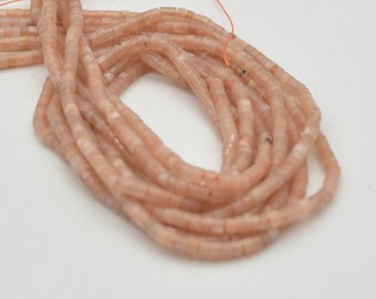 Peach Moonstone Gemstone Beads - Flat Heishi Rondelle Disc Spacer - 3mm x 2mm - 15" strand