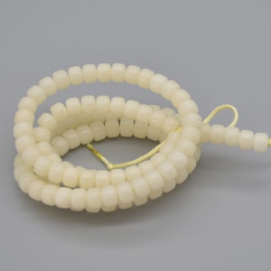 Ivory White Bodhi Root Rondelle Beads - 108 Mala Prayer Beads - 8mm x 6mm