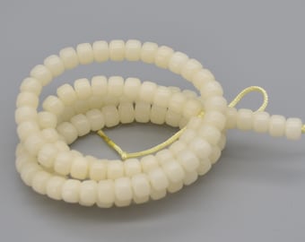 Perline Rondelle con radice di Bodhi bianco avorio - 108 perline di preghiera Mala - 8 mm x 6 mm
