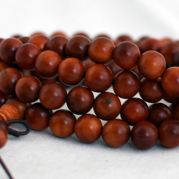 Red Dragon Blood Wood Round Wood Beads - 108 Mala Prayer Beads - 6mm, 8mm