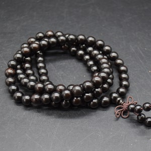 Black Sandalwood Round Wood Beads - 108 Mala Prayer Beads - 4mm, 6mm, 8mm, 10mm 6mm (108 beads)