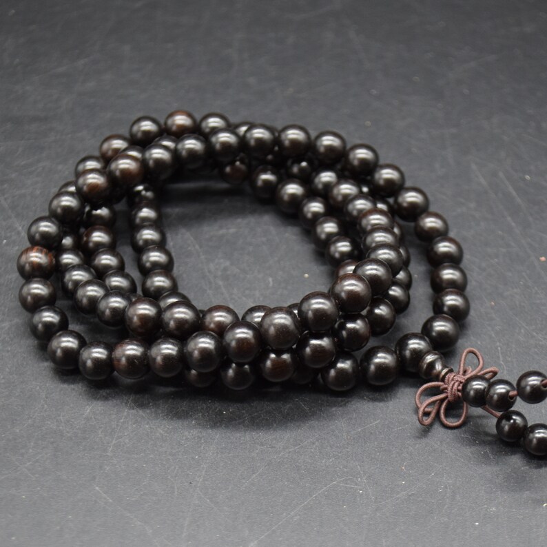 Black Sandalwood Round Wood Beads - 108 Mala Prayer Beads - 4mm, 6mm, 8mm, 10mm 6mm (108 beads)