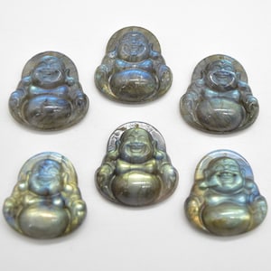 Labradorite Buddha Gemstone Pendant - Length 3cm
