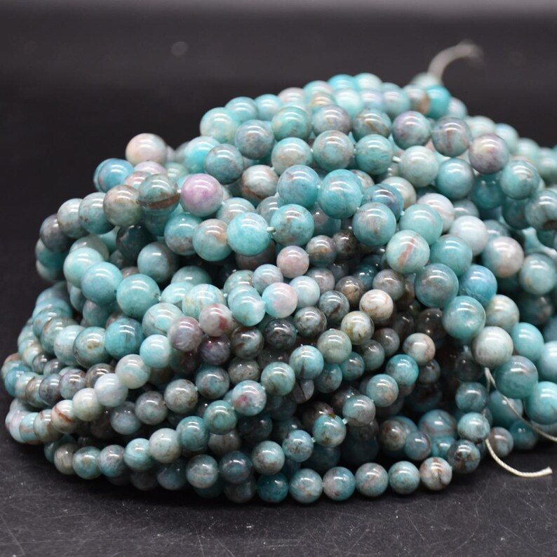 Natural Black Amazonite Round Beads – 6mm & 8mm, 15" Strand | Semi-Precious Gemstone Beads for Jewellery Making - Jewellery Making Supplies image 2