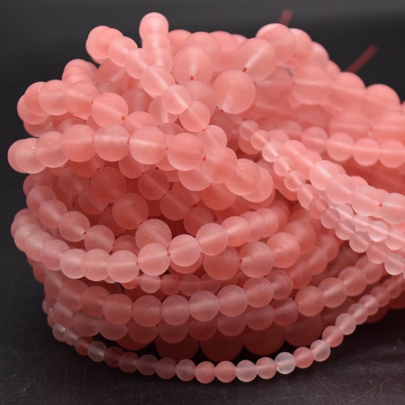 Perle Rotonde Smerigliate In Quarzo Ciliegio – Misure 4mm 6mm 8mm 10mm, 15 Pezzi, Per Bigiotteria - Foto 6