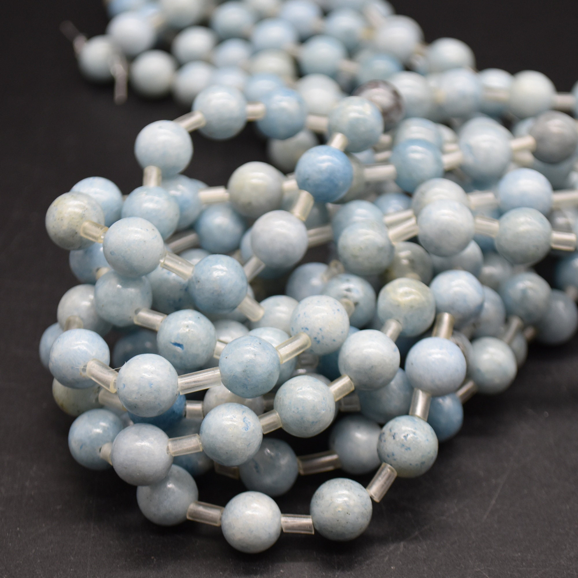 thumbnail image 2 of Light Blue Chatoyant Celestite Smooth Round Gemstone Beads – 6mm To 15.5mm Strand 2 of 5