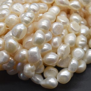 Natural Freshwater Baroque Nugget Pearl Beads - White - 10mm - 14mm - 14" strand