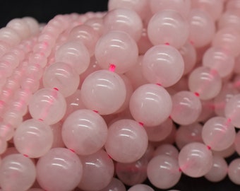 High Quality Grade A Natural Rose Quartz Semi-precious Gemstone Round Beads - 4mm, 6mm, 8mm, 10mm sizes - 15" strand