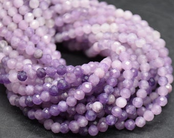 3mm Mixed Purple Lepidolite Gemstone FACETED Round Beads - 15" Strand