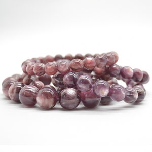 Purple Lepidolite (Gem Quality) Gemstone Round Beads Bracelet Sample Strand - 5 Sizes