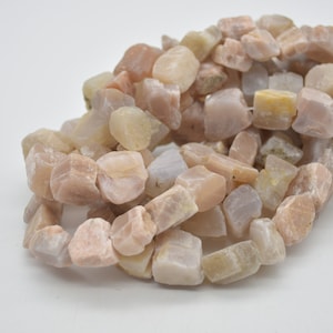 Raw Peach Moonstone Gemstone Chunky Nugget Beads - 13mm - 17mm x 13mm - 17mm - 15&quot; strand
