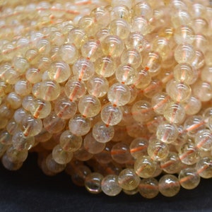 Citrine Gemstone Round Beads - 6mm - 14&quot; strand - Jewellery Making Supplies | Crystal Beads