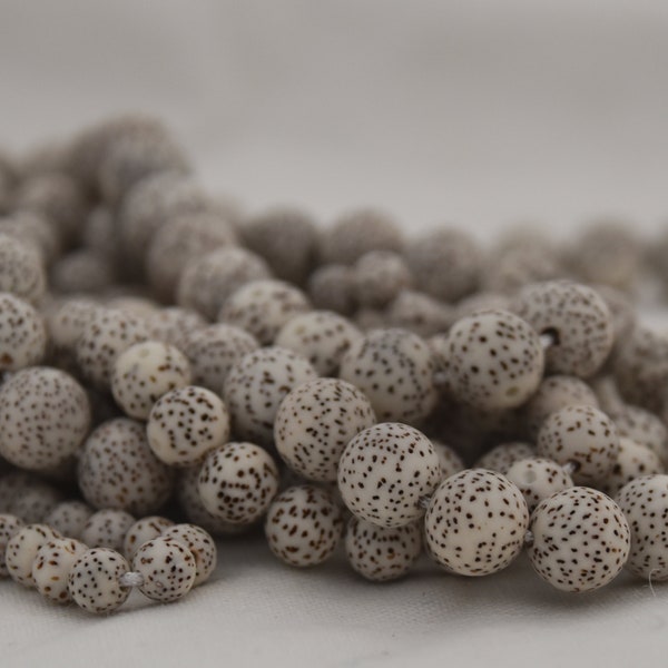 Lotus Seed Bodhi Nut Beads White Brown Speckled Stars & Moon - 108 beads - Mala Prayers Beads - 5mm, 7mm, 8mm, 9mm, 11mm