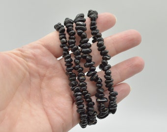 Greenland Nuummite Gemstone Chips  Beads Bracelet Sample Strand - 2 Sizes - 7.5"