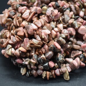 Rhodonite Gemstone Chips Nuggets Beads - 5mm - 8mm, 32&quot; Strand