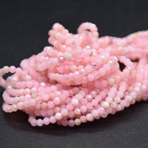 2mm Pink Peruvian Opal Gemstone FACETED Round Beads - 15&quot; strand | Gemstone Beads for Jewellery Making