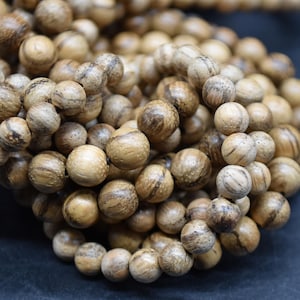 Vietnam Qinan Sandalwood Round Wood Beads - 108 Mala Prayer Beads - 6mm, 8mm