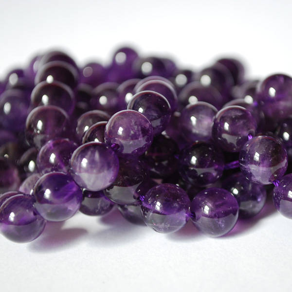 High Quality Grade A Natural Amethyst Semi-precious Gemstone Round Be…