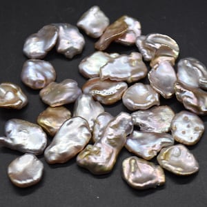 Freshwater Pearl Beads - Purple Flower Petal Baroque Pearls for Earrings or Pendant - 2 Count - 13mm x 15 - 18mm - For Jewellery Making