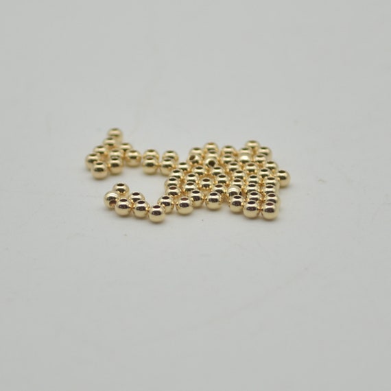 14K Gold Filled Findings 50 Gold Filled Round Seamless Spacer Beads 2mm 50  per Pack 0.80mm Hole Size 