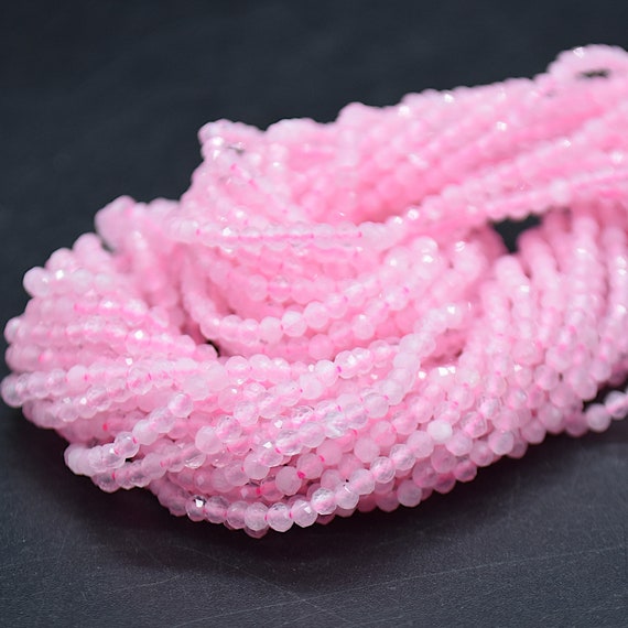 宝石用宝石ビーズ、1袋あたり5ストランド。 Faceted 8mm M002 2mmローズクォーツ宝石ファセットラウンドビーズ - 15インチストランド