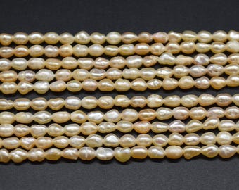 Freshwater Pearl Beads - Baroque Seed Nugget Keshi Pearls - Peach Pink Purple - 2.8mm - 3.5mm - 13 Strand - For Jewellery Making