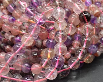 Auralite Clear Quartz Round Beads - rozmiary 4 mm, 6 mm, 8 mm, 10 mm - 14" Strand - Naturalne koraliki z kamieni szlachetnych do wyrobu biżuterii | Kryształowe koraliki