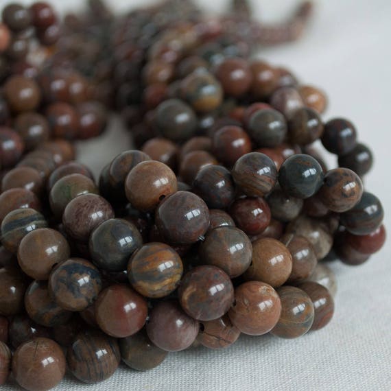 1 Strand of 8mm Round Semiprecious Gemstone Beads - Green Jasper