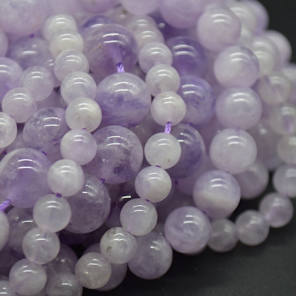 Lavender Purple Mauve Amethyst Round Beads - 4mm, 6mm, 8mm, 10mm sizes - 15" Strand - Natural Semi-precious Gemstone