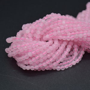 2.5mm Rose Quartz Gemstone FACETED Round Beads - 15&quot; Strand