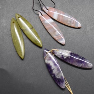 Gemstone Marquise Drop Earring / Beads - 4.2cm x 1.2cm - 1 pair