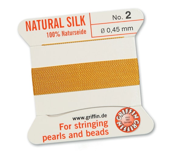 YELLOW SILK STRING THREAD 0.35mm STRINGING PEARLS /& BEADS GRIFFIN SIZE 1