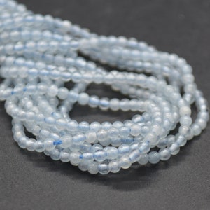 2mm Aquamarine Round Beads | 15&quot; Strand | Natural Gemstone Beads for Jewellery Making