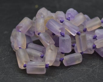 Ametrine Gemstone Beads - FROSTED MATTE Tube - 13mm - 15" strand