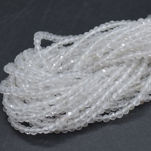 2mm Clear Quartz Gemstone FACETED Round Beads - 15&quot; strand | Gemstone Beads for Jewellery Making