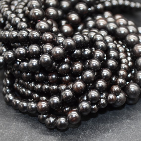 Black Sandalwood Round Wood Beads - 108 Mala Prayer Beads - 4mm, 6mm, 8mm, 10mm